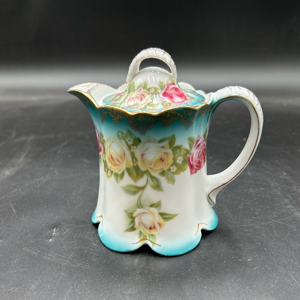 Madeline Bavaria Floral Porcelain Creamer with rose, cottage, Victorian